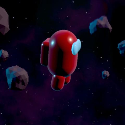 My phone screenshot of the footer: the asteroids look blocky.