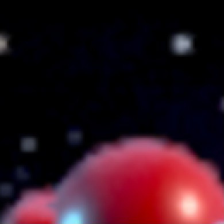 Before: the crewmate rendered at the same resolution as everything else, soft (zoomed 3×).