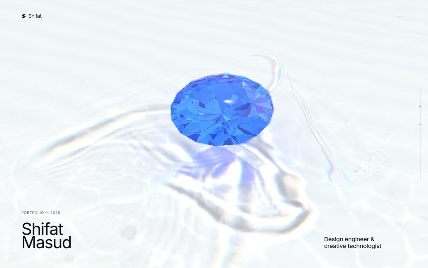 A fast stroke across the hero: the wake keeps moving after the cursor has gone.